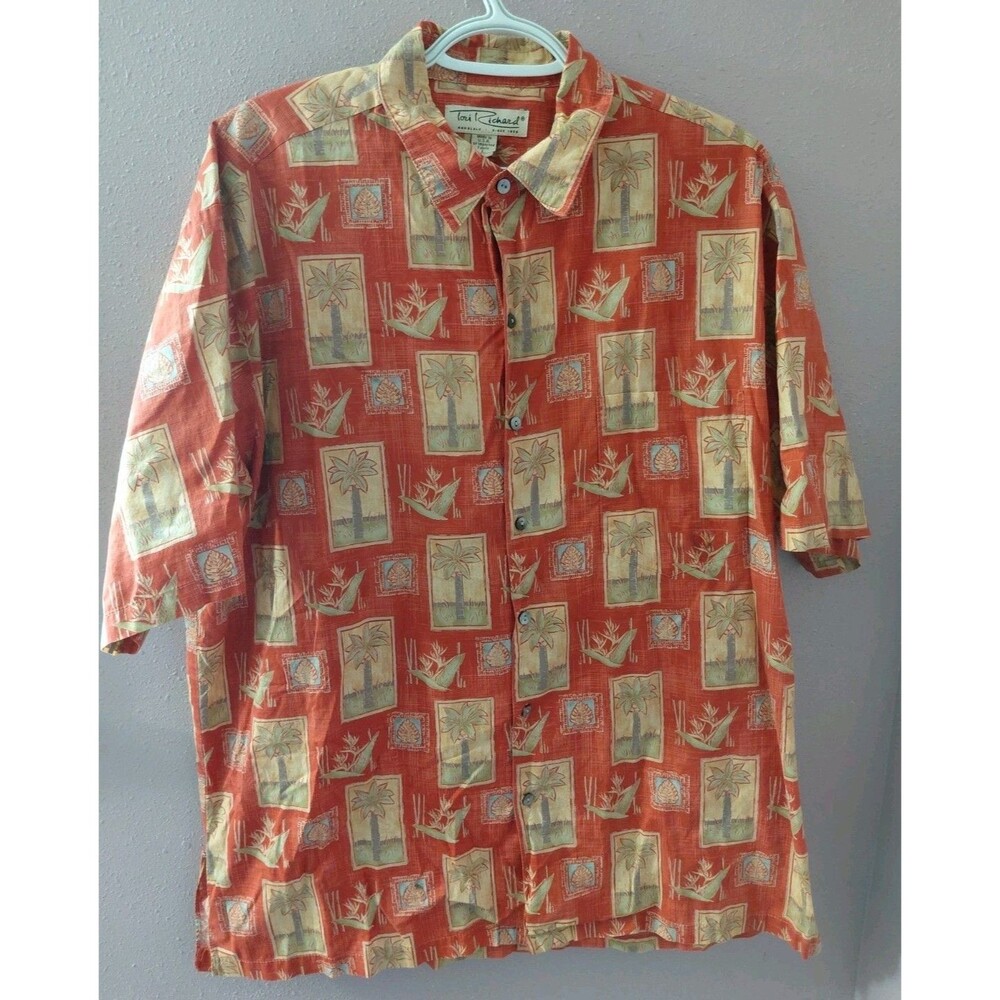 Tori Richard Honolulu Men's Large Cotton Lawn Hawaiian Aloha Button Up Shirt